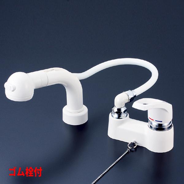 【KM8008SLGS】 KVK 洗面 化粧室 水栓 交換用 3ッ穴タイプ シングル洗髪シャワー ゴム栓付 | KVK