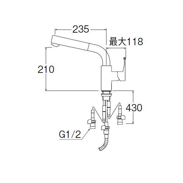 【K87520JV-13】三栄 混合栓 ワンホール シングルレバースプレー SANEI | SANEI（水栓金具） | 01