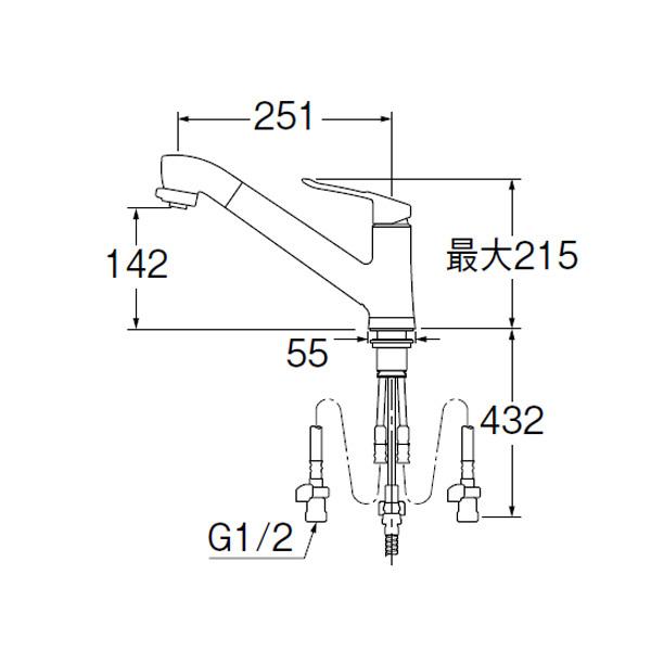 【K87121EJV-13】三栄 混合栓 ワンホール シングルレバースプレー SANEI | SANEI（水栓金具） | 01