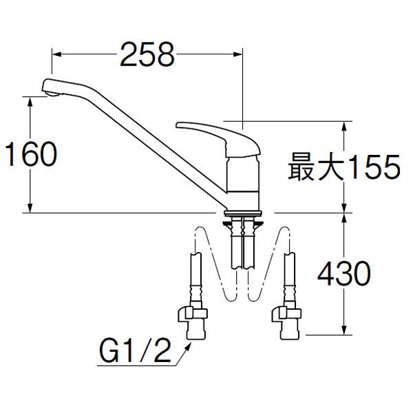 【K87111EJV-80D-13】三栄 混合栓 ワンホール シングルレバー SANEI | SANEI（水栓金具） | 01
