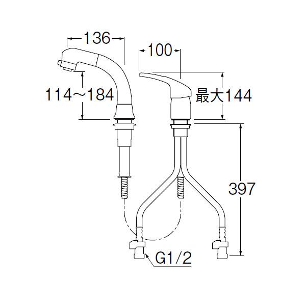 【K37610EJV-13】三栄 混合栓 シングルレバースプレー 洗髪用 SANEI | SANEI（水栓金具） | 01