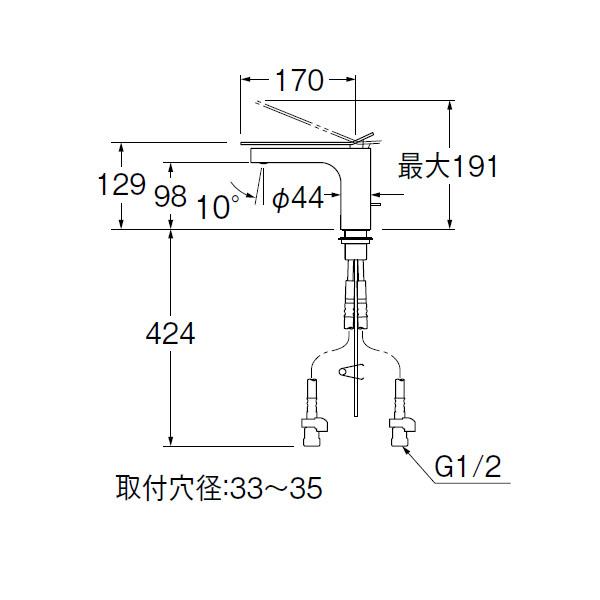 【K4732PJV-DJP-13】三栄 混合栓 ワンホール シングルレバー洗面 SANEI | SANEI（水栓金具） | 01