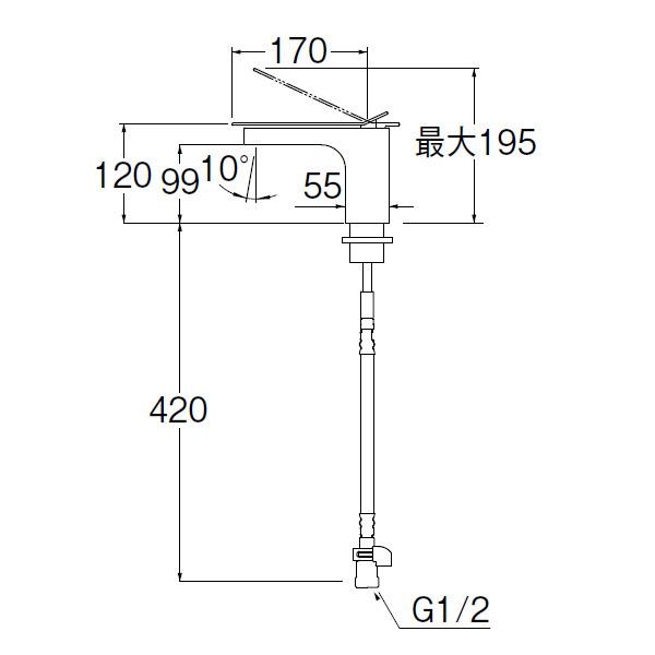 三栄　混合栓　SUTTOシリーズ　シングルレバー洗面　SANEI　ワンホール