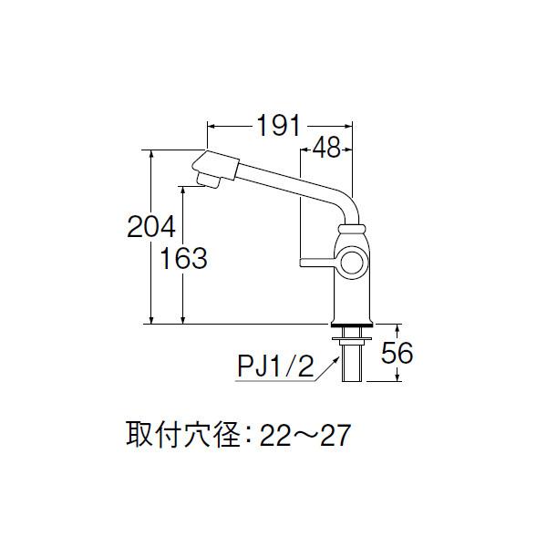 【JA572DC-13】三栄 セラミック POS付商品 立形上向自在水栓 SANEI | SANEI（水栓金具） | 01