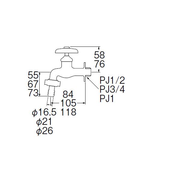 【Y30V-25】三栄 水栓 カップリング横水栓 固定コマ仕様 SANEI | SANEI（水栓金具） | 01
