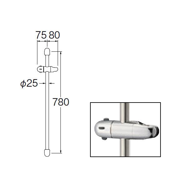 【W5851S-MC-780】三栄 アクセサリー スライドバー SANEI | SANEI（水栓金具） | 01