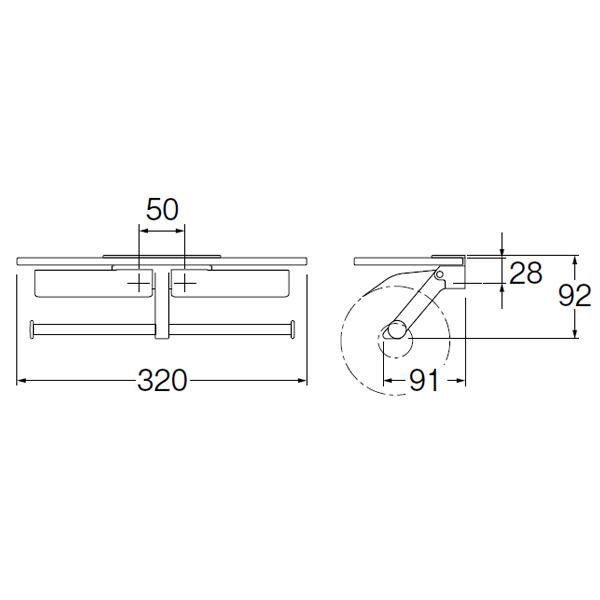 【W2808】三栄 インテリアアクセサリー ダブルペーパーホルダー棚付 SANEI | SANEI（水栓金具） | 01