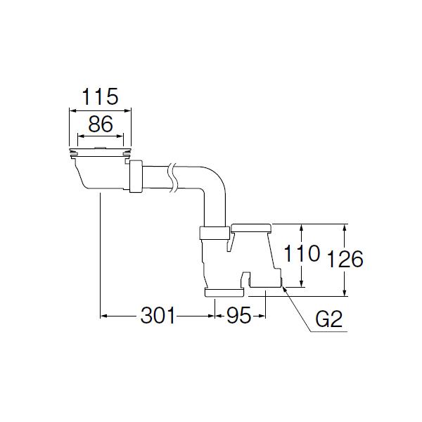 【H6563S】三栄 流し台薄型トラップ キッチン用 水栓 部材 流し 排水栓 SANEI | SANEI（水栓金具） | 01