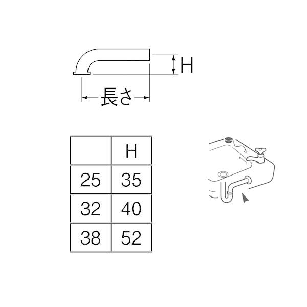 【H71-66-25X150】三栄 洗面用品 Ｐパイプ SANEI | SANEI（水栓金具） | 01