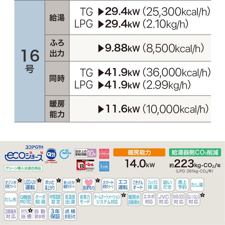 【GTH-C1670AW3H-L BL】ノーリツ 熱源機 ガス温水暖房付ふろ給湯器 (プロパン) 設置フリー型 GTH-C ※リモコン別売 NORITZ | ノーリツ | 01