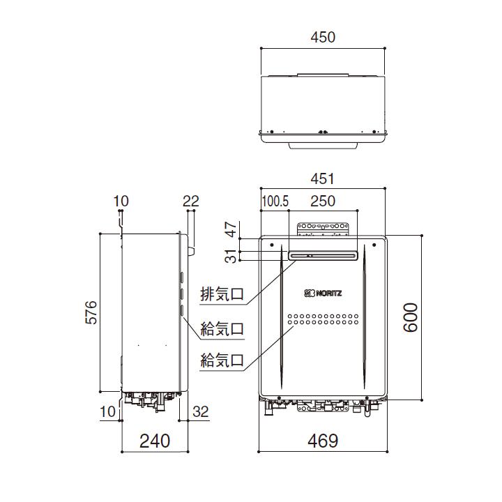 【GTH-C2459AWD-1 BL】ノーリツ 熱源機 ガス温水暖房付ふろ給湯器 (プロパン) 設置フリー型 GTH-C ※リモコン別売 | ノーリツ | 02
