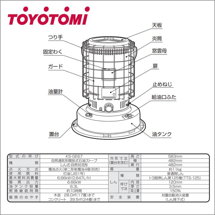 【在庫有り】トヨトミ 石油ストーブ KS-GE67(G) オリーブ 暖房 タンク6.3L ＼17〜24畳／ 電子点火タイプ 遠赤外線 アンティーク ギア お洒落 TOYOTOMI | TOYOTOMI | 02