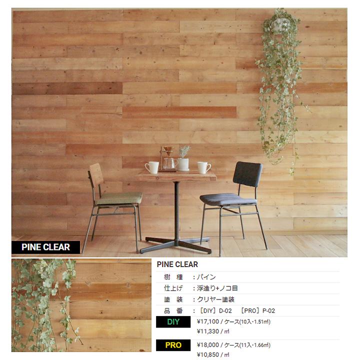 【D-02】SOLIDeco(ソリデコ) 壁に貼れる天然木/ウッド DIY向け 1.51平米 ＼パイン浮造り+ノコ目／ 10枚セット 4.5×128×1180mm 両面テープあり |  | 03