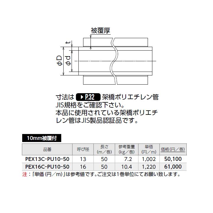 【PEX13C-PU10-50】オンダ製作所 スポットカバー 被覆カポリパイプ W 耐候性仕様 10mm被覆付 呼び径13 長さ50m ONDA | オンダ製作所 | 01