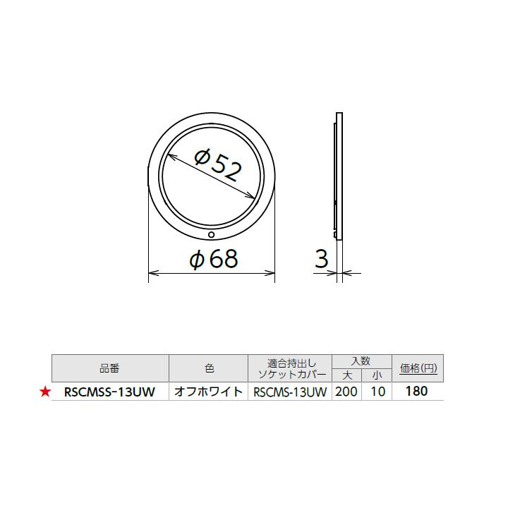 【RSCMSS-13UW】オンダ製作所 スポットカバー オフホワイト 持出しソケットカバー用スペーサー 小ロット(10台) ONDA | オンダ製作所 | 01