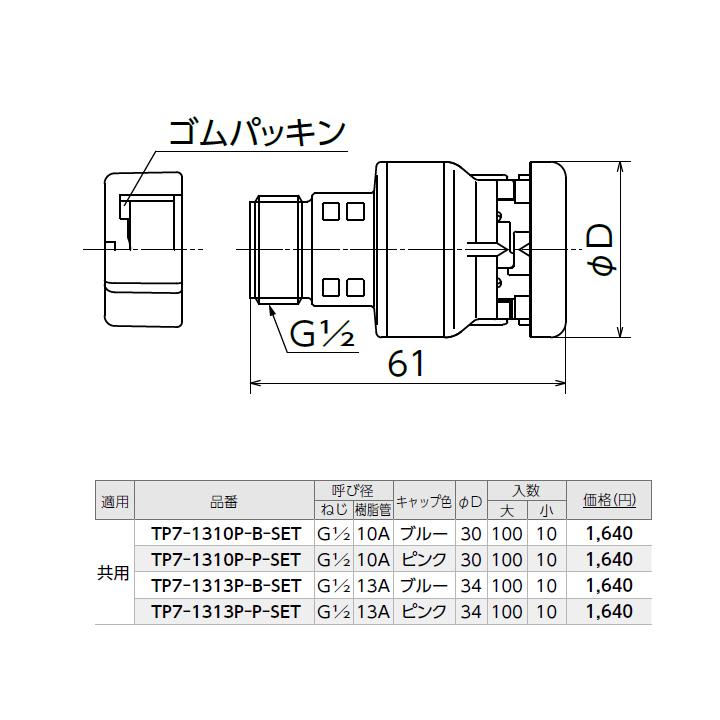 【TP7-1310P-B-SET】オンダ製作所 TP7型 樹脂製テストプラグ 平行おねじ・検査キャップセット 小ロット(10台) ONDA | オンダ製作所 | 01