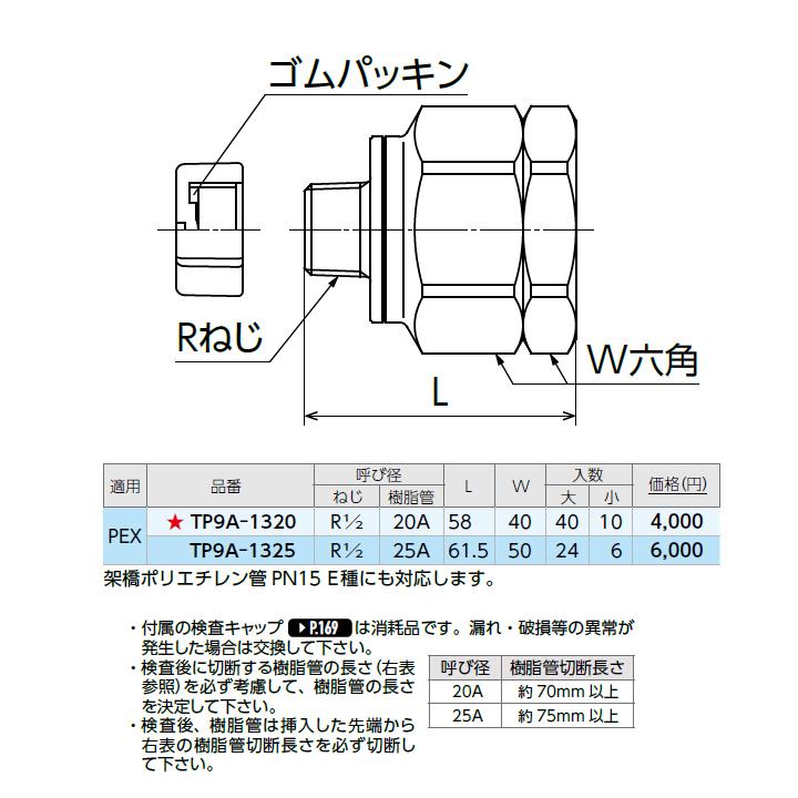 【TP9A-1320】オンダ製作所 TP9型 水圧検査用テストプラグ 20A PEX用 小ロット(10台) ONDA | オンダ製作所 | 01