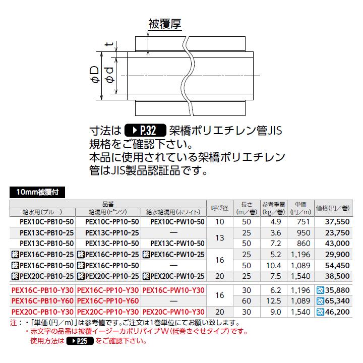 【PEX10C-PW10-50】オンダ製作所 ダブルロックジョイント 被覆カポリパイプW 10mm被覆付 給水給湯用(ホワイト) 呼び径10 長さ50m ONDA | オンダ製作所 | 01