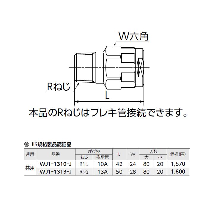 【WJ1-1313-J】オンダ製作所 ダブルロックジョイント WJ1型 テーパおねじ 大ロット(80台) ONDA | オンダ製作所 | 01