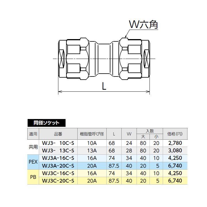 【WJ3-10C-S】オンダ製作所 ダブルロックジョイント WJ3型 同径ソケット 呼び径10A 小ロット(20台) ONDA | オンダ製作所 | 01