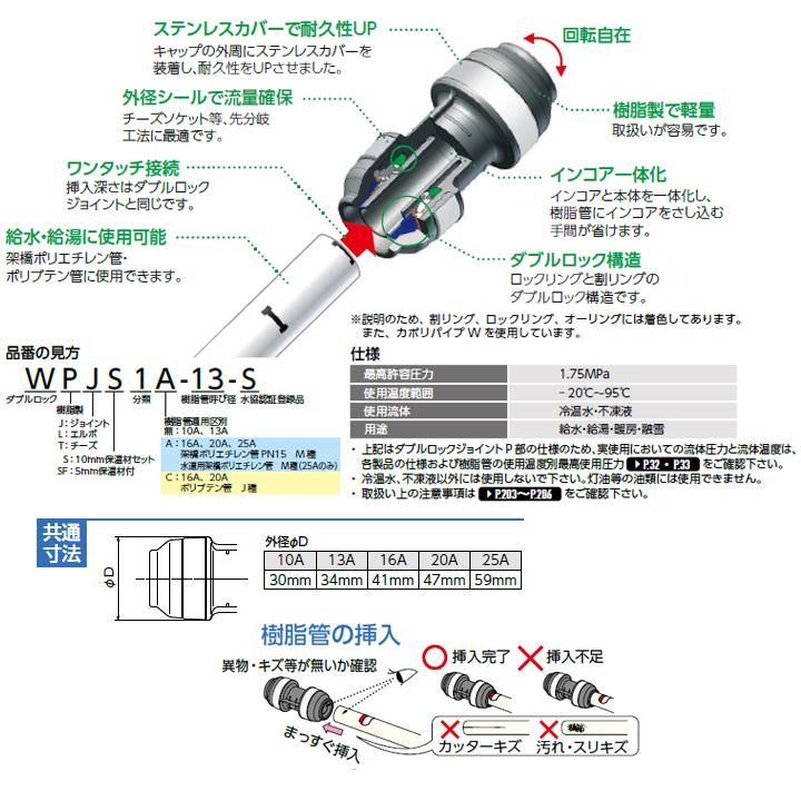 【WPJ3-1310-S】オンダ製作所 ダブルロックジョイント WPJ3型 異径ソケット 呼び径13A/10A L72 小ロット(20台) ONDA | オンダ製作所 | 02