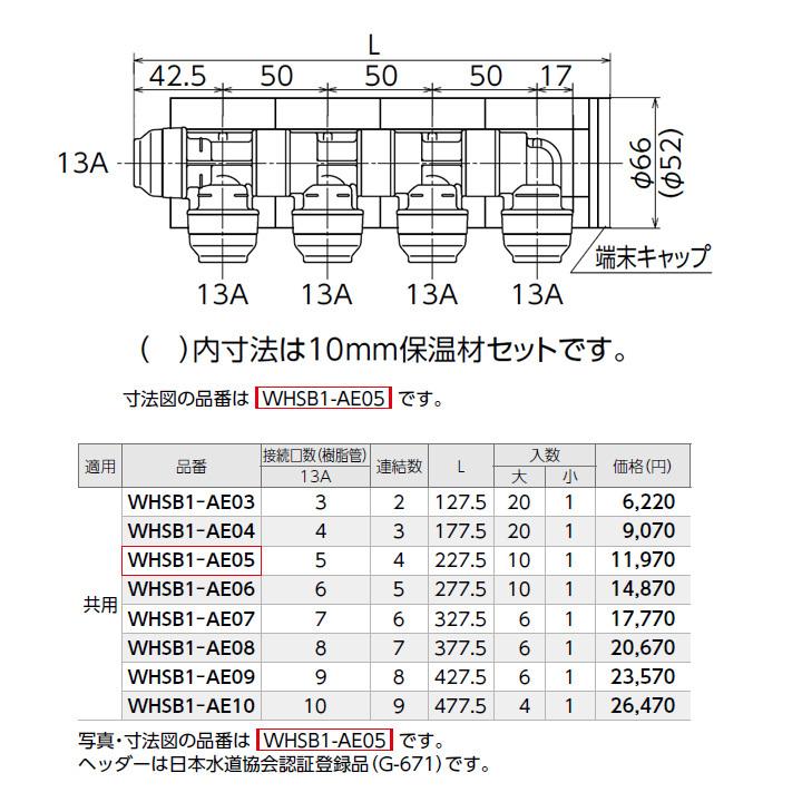 【WHSB1-AE05】オンダ製作所 ダブルロックジョイント WHS1-AE型 回転ヘッダーセット IN13A×OUT13A 10mm 保温材 一体型 L227.5 小ロット(1台) ONDA | オンダ製作所 | 01