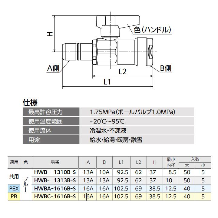 【HWB-1313B-S】オンダ製作所 ダブルロックジョイント 変換アダプター HWB型 ヘッダーバルブ ワンタッチ着脱式ハンドル ブルー H37 小ロット(5台) ONDA | オンダ製作所 | 01