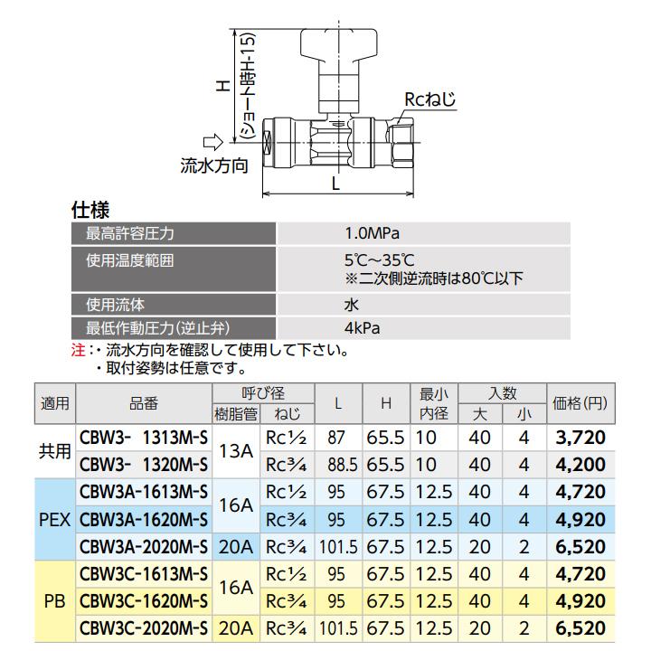 【CBW3A-1620M-S】オンダ製作所 ダブルロックジョイント 逆止弁付ボールバルブ CBW3型 テーパめねじ L95 小ロット(4台) ONDA | オンダ製作所 | 01
