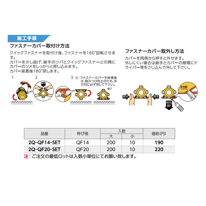 【2Q-QF20-SET】オンダ製作所 各種配管システム クイックジョイント QF クイックファスナー・カバーセット 呼び径QF20 大ロット(200台) ONDA | オンダ製作所 | 01