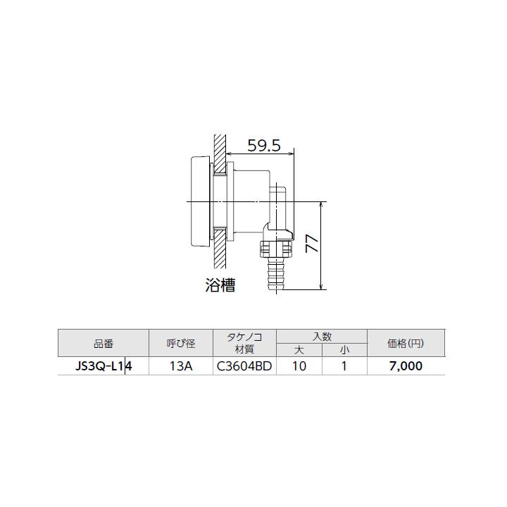 【JS3Q-L14】オンダ製作所 循環口 JS型 無極性循環口 風呂用ツインホース用 JS3Q型 タケノコ式 呼び径13A 大ロット(10台) ONDA | オンダ製作所 | 01