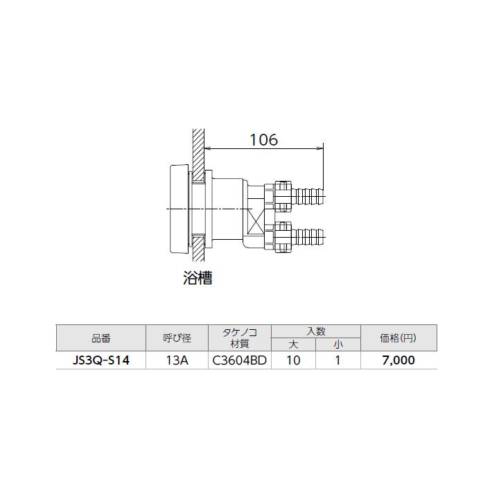 【JS3Q-S14】オンダ製作所 循環口 JS型 無極性循環口 風呂用ツインホース用 JS3Q型 タケノコ式 呼び径13A 小ロット(1台) ONDA | オンダ製作所 | 01