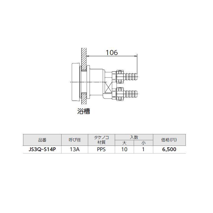 【JS3Q-S14P】オンダ製作所 循環口 JS型 無極性循環口 風呂用ツインホース用 JS3Q型 タケノコ式 呼び径13A 大ロット(10台) ONDA | オンダ製作所 | 01