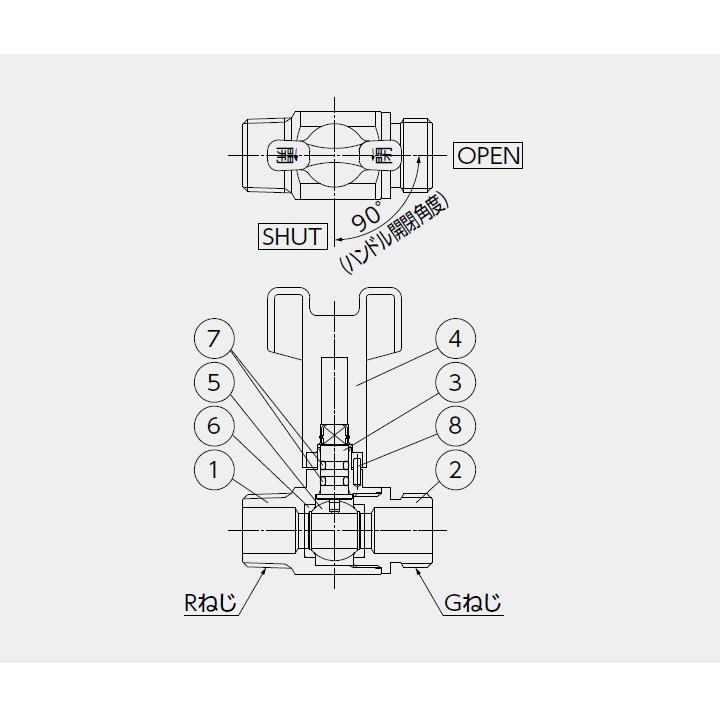 【BS1-20-S】オンダ製作所 ボールバルブ・バルブ B S1型 Rねじ×Gねじ ス タンダードボア-レデューストボア 呼び径3/4 L58 小ロット(10台) ONDA | オンダ製作所 | 01