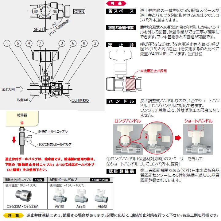 【CB27-2013M-S】オンダ製作所 CB型逆止弁付ボールバルブ CB27型 HIVP×Gねじ IN側HIVP20 L121.5 小ロット(4台) ONDA | オンダ製作所 | 02