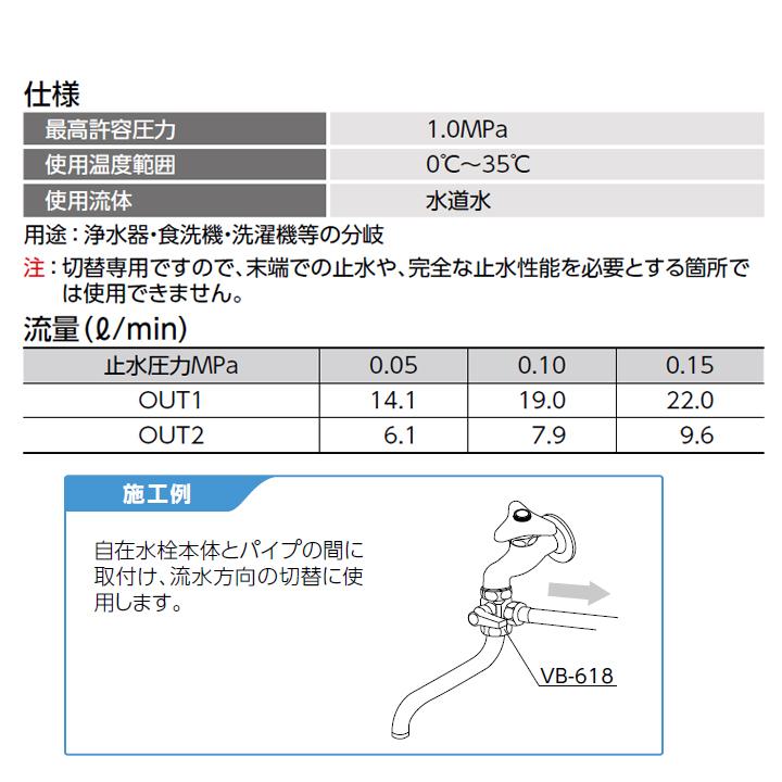 VB-618】オンダ製作所 自在水栓用切替バルブ ゴムパッキン付(IN側) 小