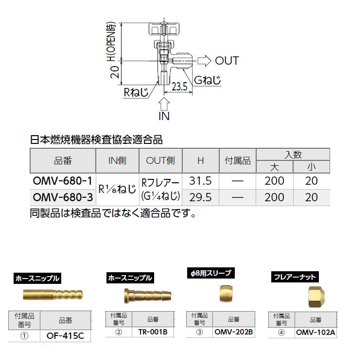 オンダ製作所　アングルミニチュアバルブ　Rねじ×Rフレアー　大ロット(200台)　ONDA　H31.5