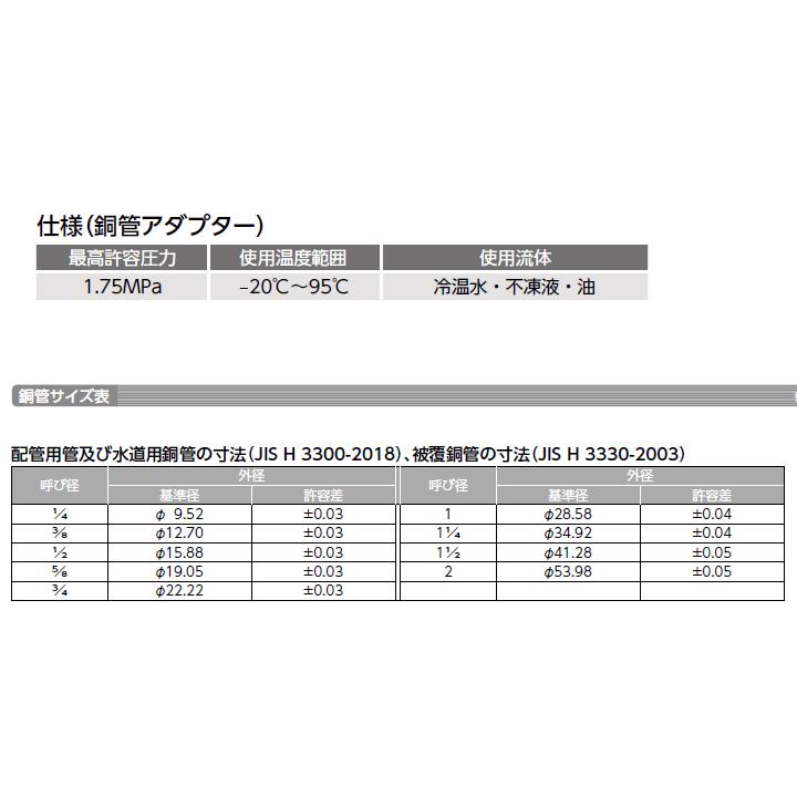 オンダ製作所　金属管継手　銅管アダプター　大ロット(250台)　ONDA　L40.5