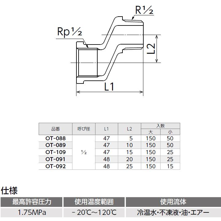 オンダ製作所　青銅継手　偏芯ザルボ　小ロット(50台)　ONDA　呼び径1