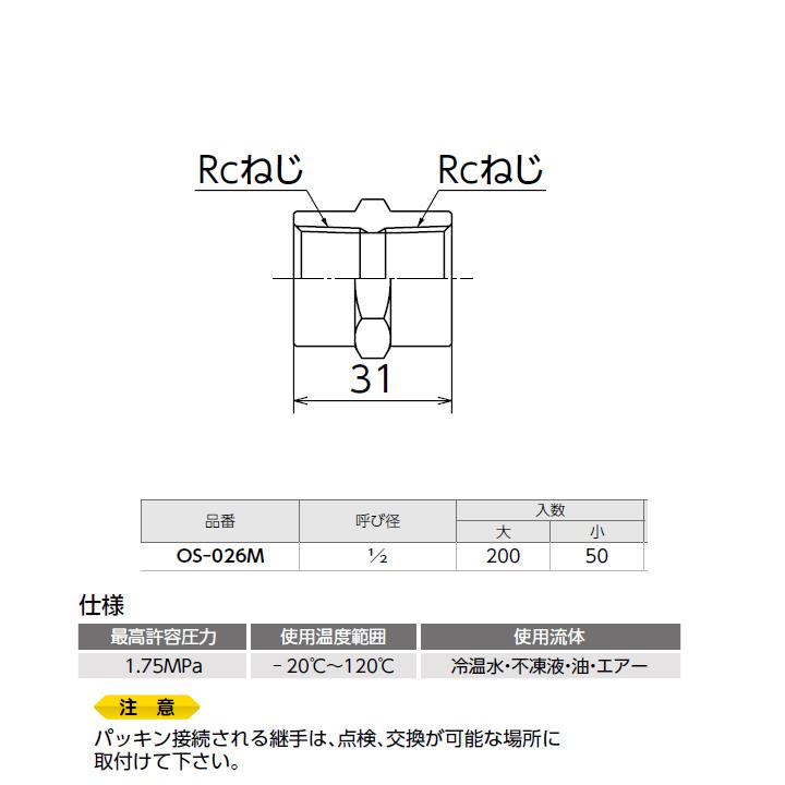 【OS-026M】オンダ製作所 金属管継手 ソケット 呼び径1/2 大ロット(200台) ONDA_1