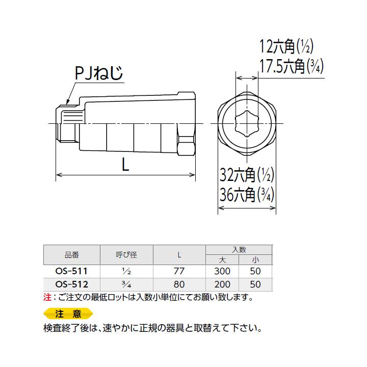 【OS-512】オンダ製作所 金属管継手 テストプラグ アルミ製 呼び径3/4 L80 小ロット(50台) ONDA | オンダ製作所 | 01