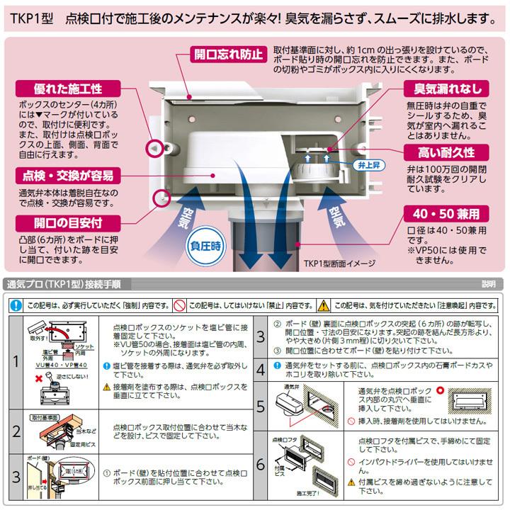 【TKP1-4050】オンダ製作所 排水部材 TKP1型 通気プロ 小ロット(1台) ONDA | オンダ製作所 | 02