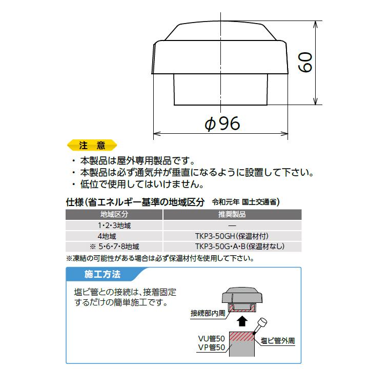【TKP3-50G】オンダ製作所 排水部材 TKP3型 通気プロ 小ロット(1台) ONDA | オンダ製作所 | 01