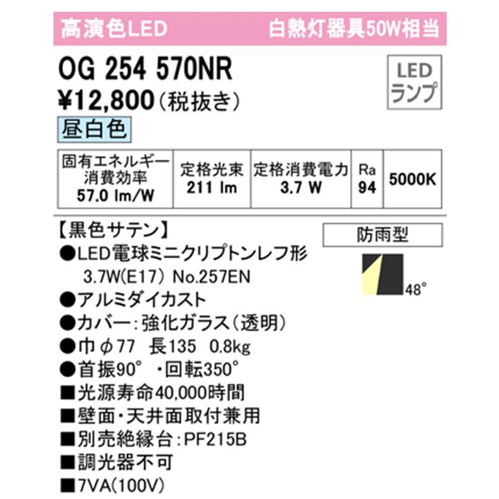 【OG254570NR】オーデリック エクステリア スポットライト 白熱灯器具 50W LED電球昼白色 調光器不可 絶縁台別売 ODELIC | ODELIC | 01
