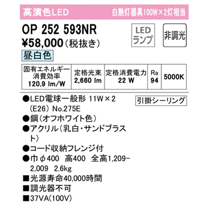 【OP252593NR】オーデリック ペンダントライト 100W LED 昼白色 調光器不可 ODELIC | ODELIC | 01