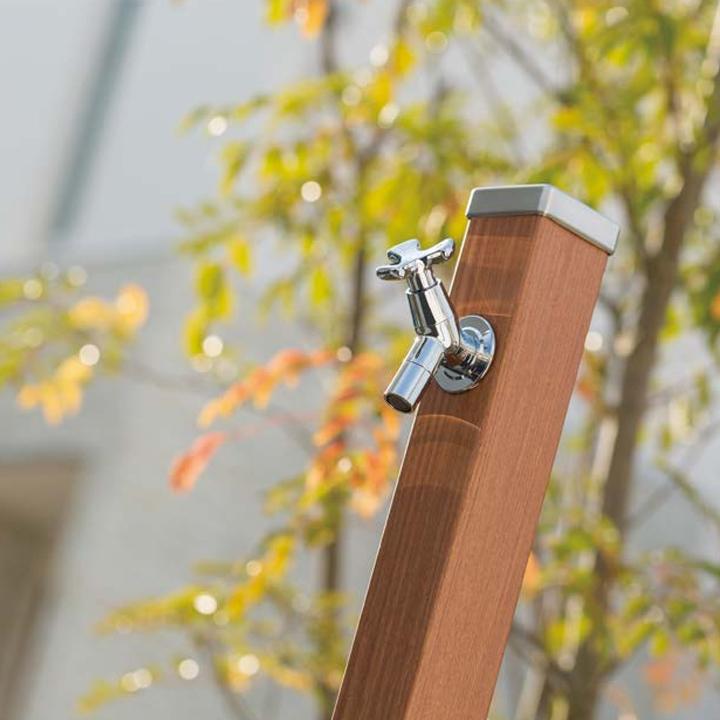 ユニソン ウォーターシリーズ ウォータースタンド 立水栓 スプレスタンド60 左右仕様 蛇口2個セット 木目調 アニグレ 蛇口 シルバー UNISON |  | 05
