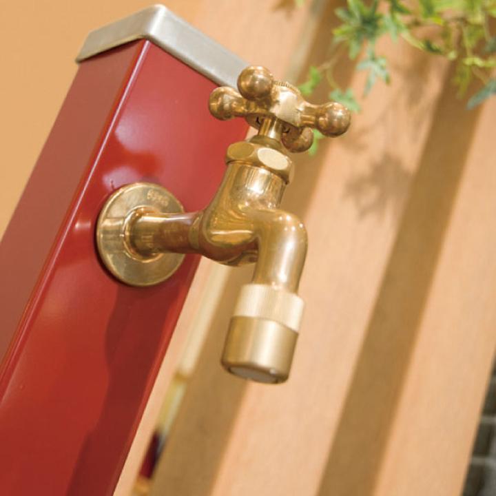 ユニソン ウォーターシリーズ ウォータースタンド 立水栓 スプレスタンド70 蛇口2個セット 焼付け塗装 ダークレッド 蛇口 ゴールド UNISON |  | 04