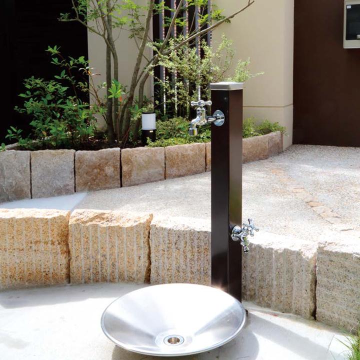 ユニソン ウォーターシリーズ ウォータースタンド 立水栓 スプレスタンド70 蛇口2個セット 焼付け塗装 ダークレッド 蛇口 ゴールド UNISON |  | 05