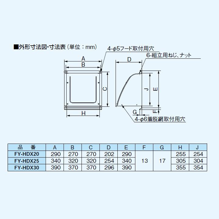 【FY-HDX25】パナソニック 換気扇 専用部材 屋外フード(ステンレス製) 25cm用 組立式 Panasonic | Panasonic | 01