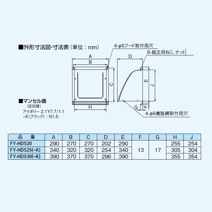 【FY-HDS30】パナソニック 換気扇 専用部材 屋外フード(鋼板製) 30cm用 組立式? Panasonic | Panasonic | 01