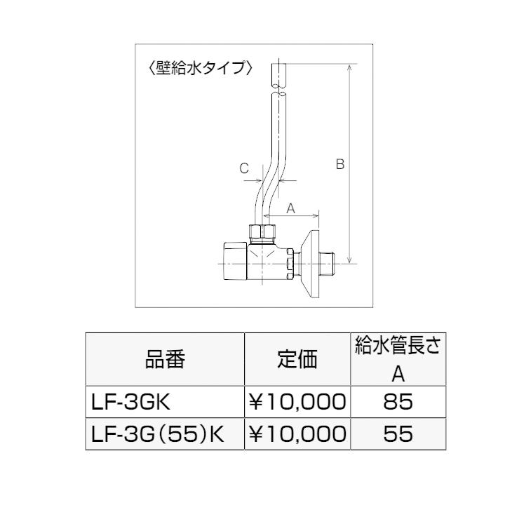 【LF-3GK】リクシル 洗面器・手洗器用セット金具 壁給水タイプ サプライ管なし 止水栓 呼び径13mm ハンドル式 LIXIL | LIXIL | 01